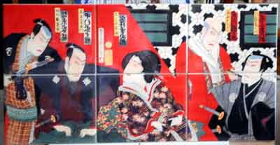Japanese woodblock mural made with sublimation printing